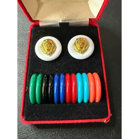 Vintage Kenneth Jay Lane KJL Lion Interchangeable Post Earrings - Picture 2 of 4